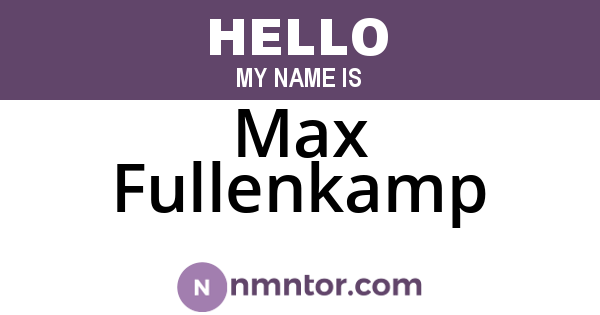 Max Fullenkamp