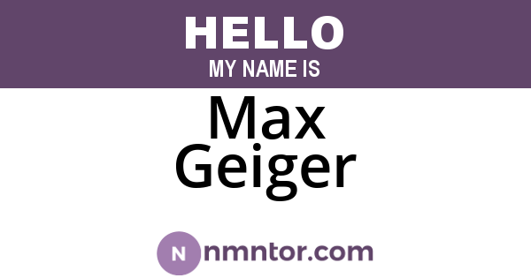 Max Geiger