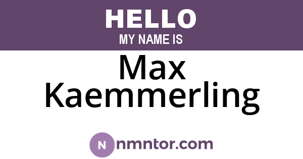 Max Kaemmerling