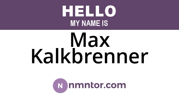 Max Kalkbrenner