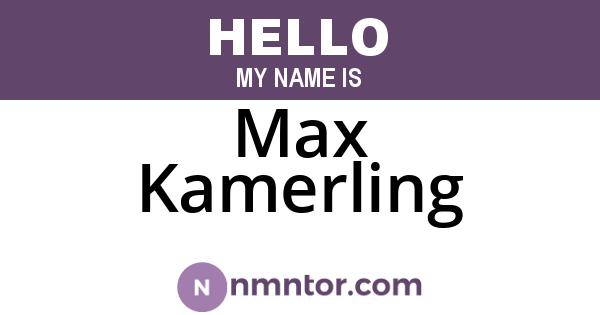 Max Kamerling