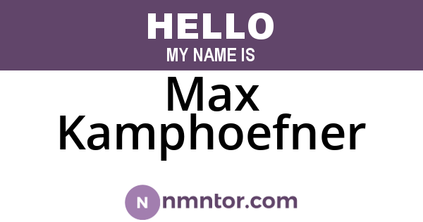 Max Kamphoefner