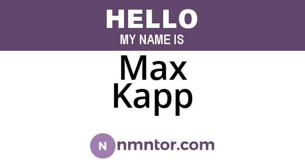 Max Kapp
