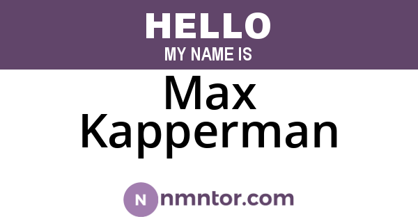 Max Kapperman