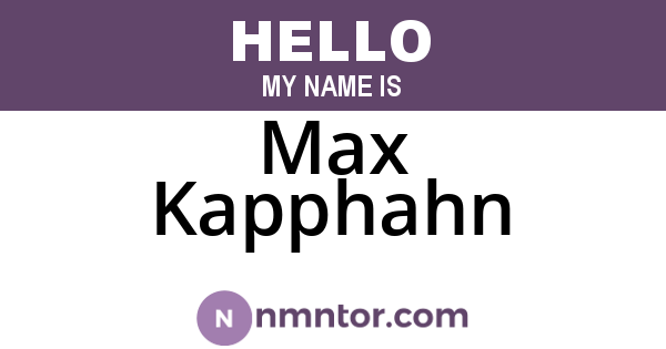 Max Kapphahn