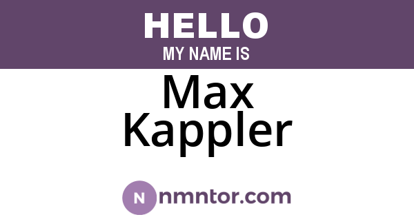 Max Kappler