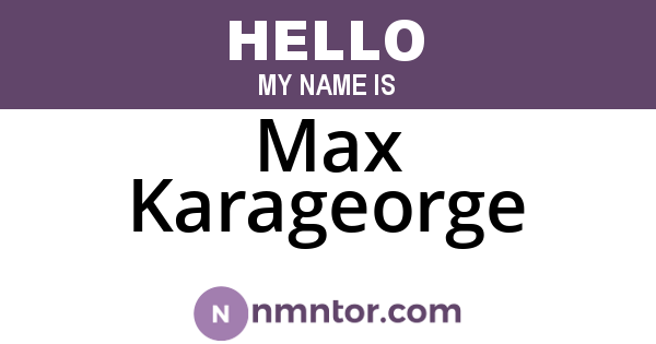 Max Karageorge