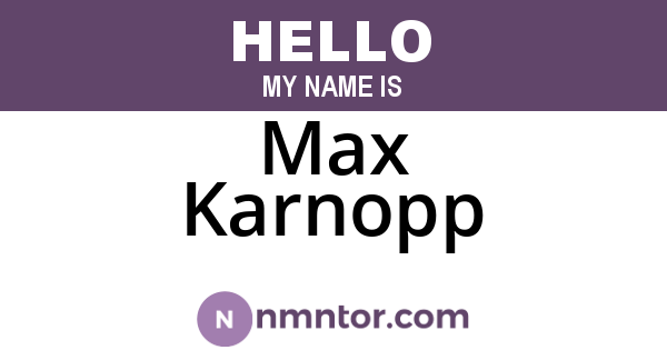 Max Karnopp