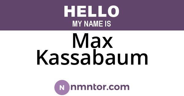 Max Kassabaum