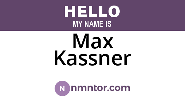 Max Kassner