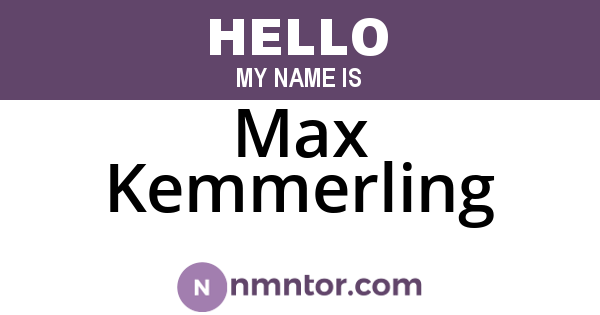 Max Kemmerling