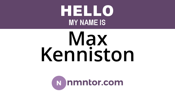 Max Kenniston