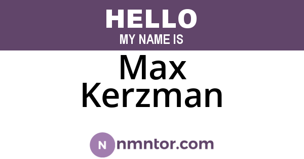 Max Kerzman