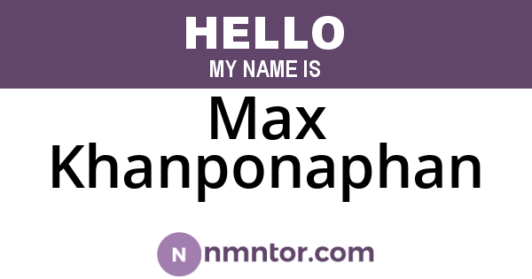 Max Khanponaphan