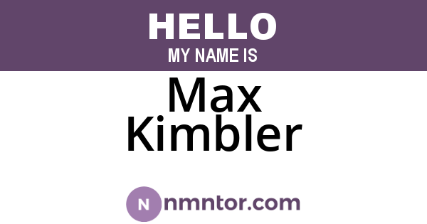Max Kimbler