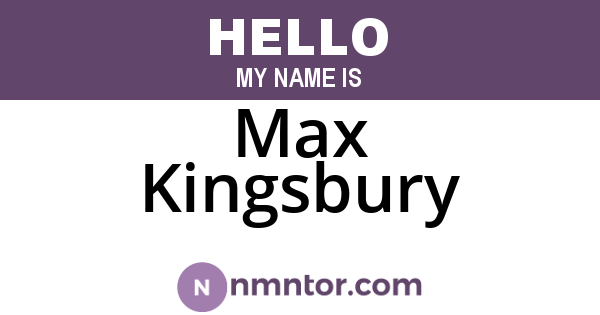 Max Kingsbury