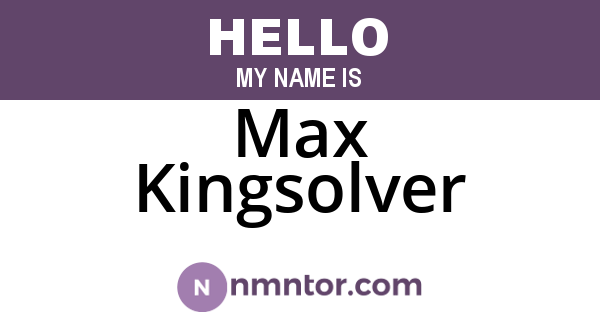 Max Kingsolver