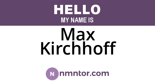 Max Kirchhoff