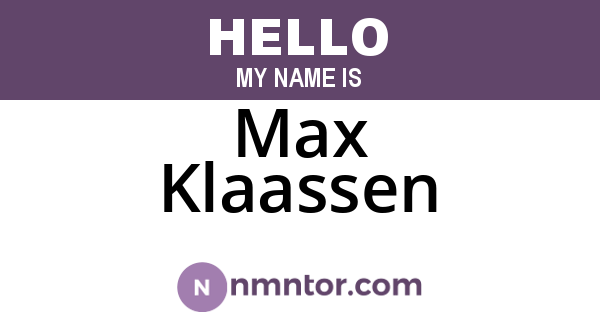 Max Klaassen