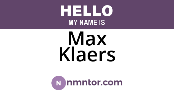 Max Klaers