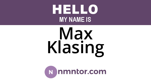 Max Klasing