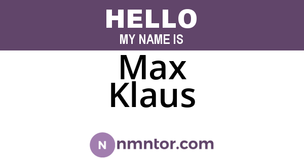 Max Klaus