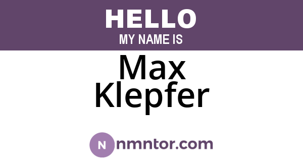 Max Klepfer