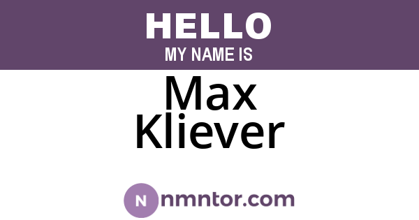 Max Kliever