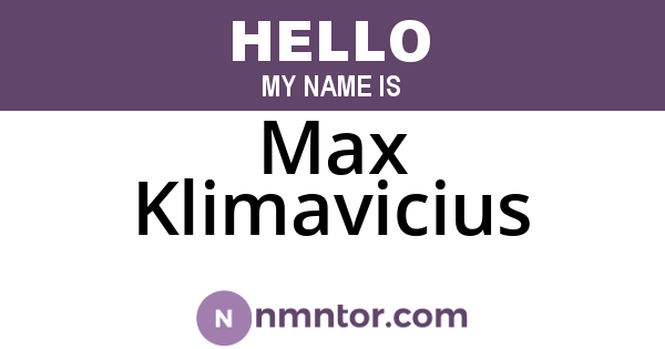 Max Klimavicius
