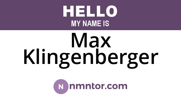 Max Klingenberger
