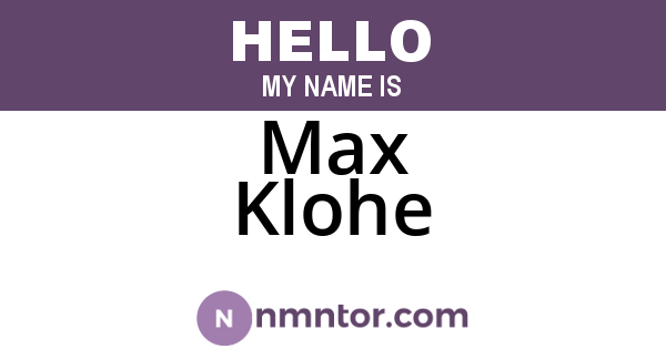 Max Klohe