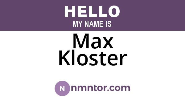 Max Kloster