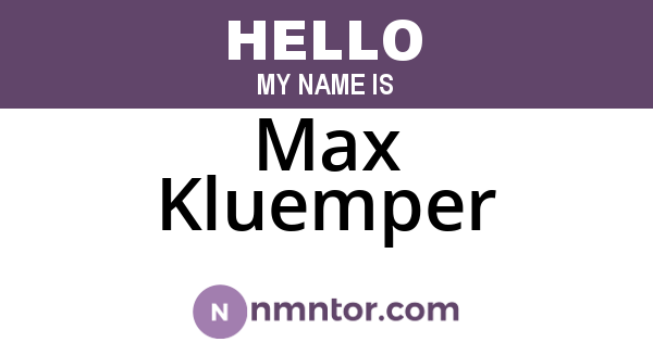 Max Kluemper