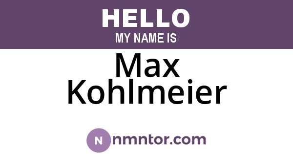 Max Kohlmeier