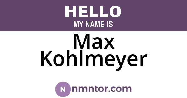 Max Kohlmeyer