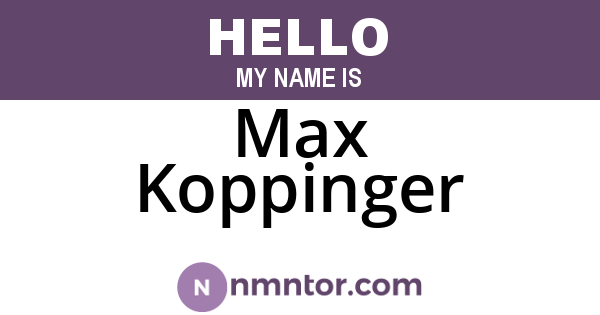 Max Koppinger