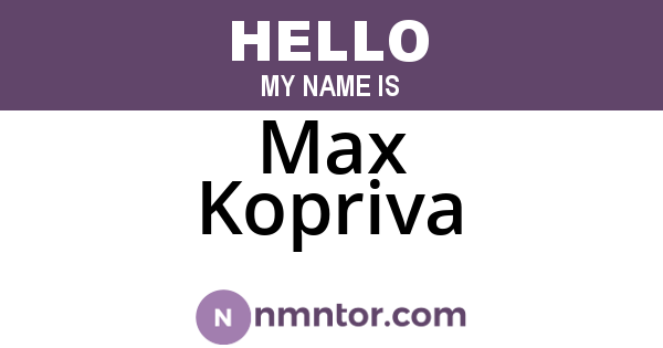 Max Kopriva