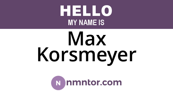 Max Korsmeyer