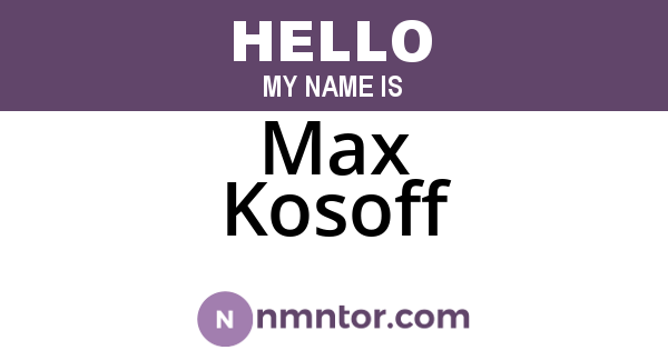 Max Kosoff