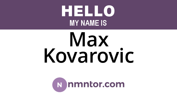 Max Kovarovic