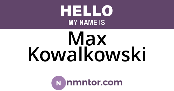 Max Kowalkowski