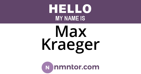 Max Kraeger