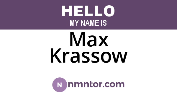 Max Krassow