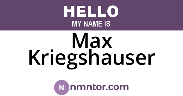 Max Kriegshauser
