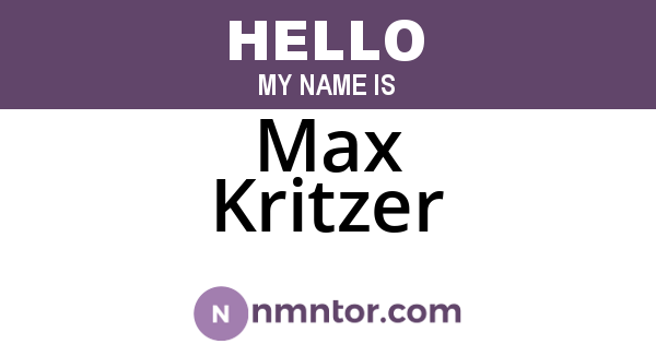 Max Kritzer