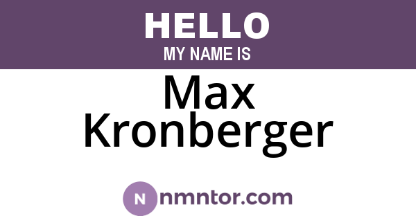 Max Kronberger