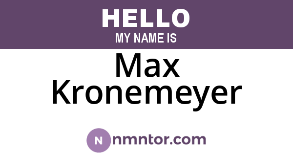Max Kronemeyer