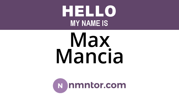 Max Mancia