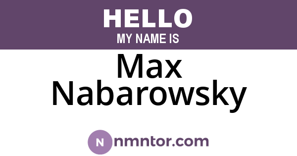 Max Nabarowsky