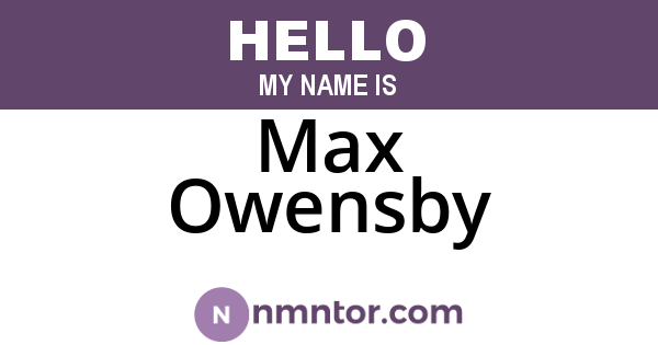 Max Owensby